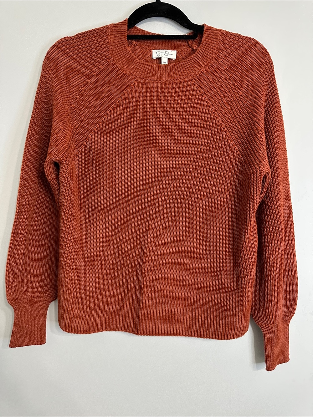Jessica Simpson Ribbed Crewneck Sweater - Rust Orange